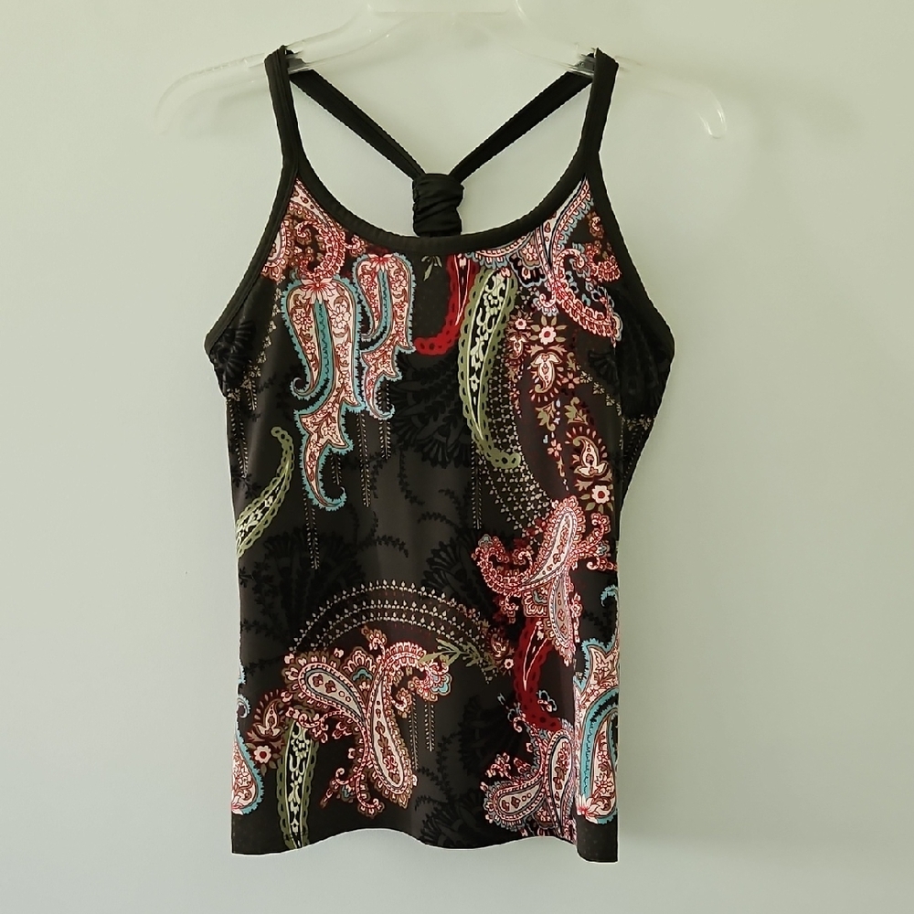 Athleta Brown Paisley Tankini‎ Top Beach Size Small